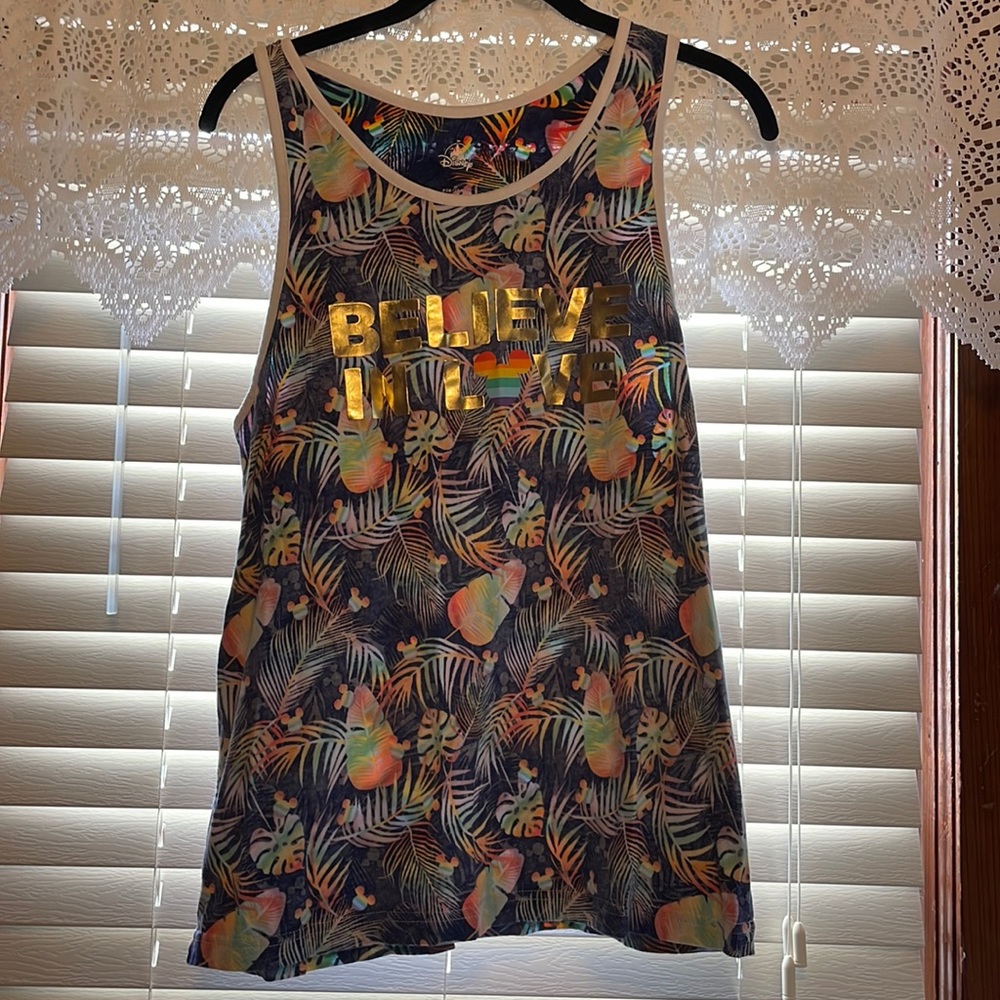 Pride tropical print Disney tank